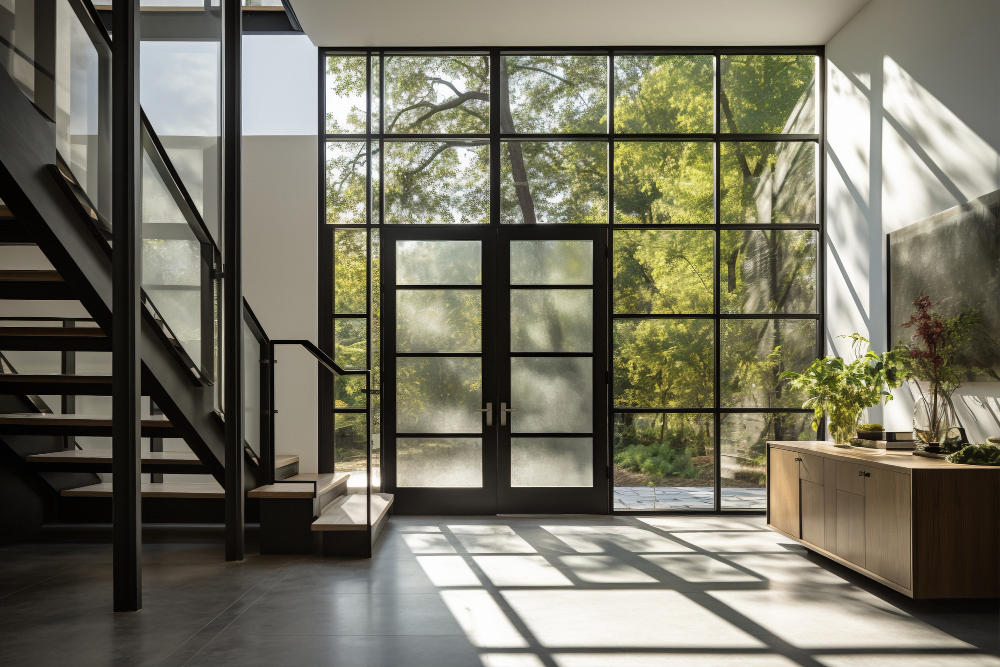 partisi kaca aluminium untuk interior rumah minimalis modern